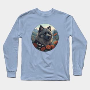 Keeshond Mountain Landscape Long Sleeve T-Shirt